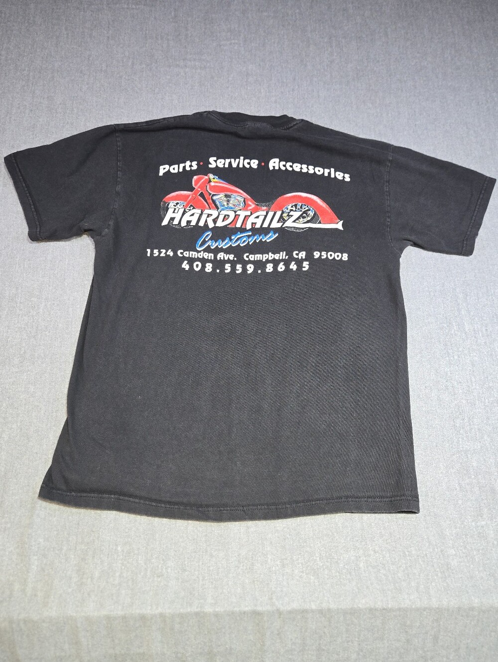 Vintage Hardtailz Customs Motorcycle T Shirt Mens L Black Hanes Beefy T